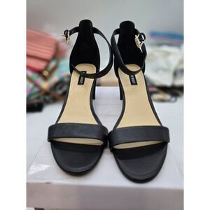 Nine West Black Faux Leather Open-Toe Ankle Strap Heels - Womens Size 8